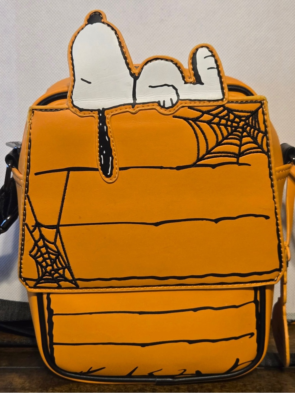 Loungefly Peanuts Orange Snoopy Doghouse Crossbody Bag